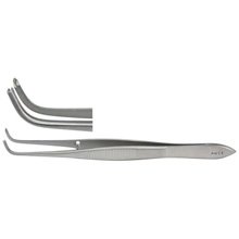 MILTEX Iris Tissue Forceps, 3-7/8" (97mm), standard pattern, full curved, 1 X 2 teeth, 0.8mm wide tips. MFID: 18-790