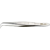 MILTEX Iris Tissue Forceps, 3-3/4" (95mm), delicate pattern, full curved, 1 X 2 teeth, 0.6mm wide tips. MFID: 18-791