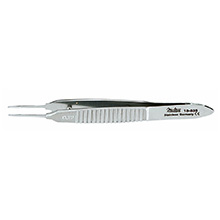MILTEX BONN Micro Suturing Forceps, 2-3/4" (7 cm), 1 X 2 teeth, 0.12 mm, tying platform. MFID: 18-835