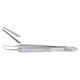 MILTEX MCPHERSON Micro Corneal Suturing Forceps, 3-1/2" (8.9 cm), angled, 1 X 2 teeth, 0.2 mm, tying platform. MFID: 18-838