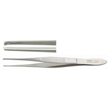 MILTEX O'BRIEN Fixation Forceps, 4" (10.2 cm), delicate, 1 X 2 teeth, 0.9 mm wide, angled forward. MFID: 18-904