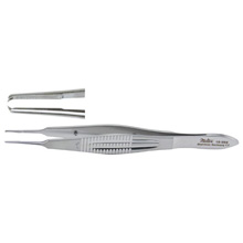 MILTEX CASTROVIEJO Suturing Forceps, 4" (10.2 cm), 11 mm wide handles, 1 X 2 teeth 0.6 mm, tying platform. MFID: 18-954