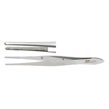 MILTEX BONNACOLTS Utility Forceps, 4" (10.2 cm), longitudinal serrations with cross serrations on tip, 1.2 mm wide with tapered tips. MFID: 18-971