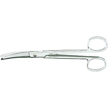 MILTEX Saberback Rhytidectomy Scissors, 6-1/2" (16.5 cm), curved with semi-sharp outer edges used for dissection. MFID: 21-605