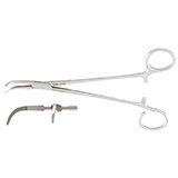 MILTEX SAWTELL Tonsil Hemostat Forceps, 7-1/2" (19.1 cm), full curve, one open ring. MFID: 22-666