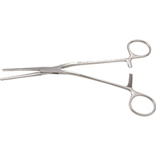 MILTEX GLOVER Patent Ductus Forceps, 7-3/4" (200mm), angled, Jaw length 1-1/4" (31mm). MFID: 24-1002