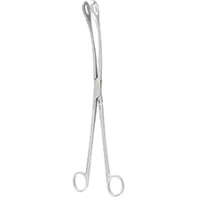 MILTEX KELLY Sponge or Placenta Forceps, 12-1/2" (31.8 cm), serrated ring jaws, slightly curved. MFID: 30-2505