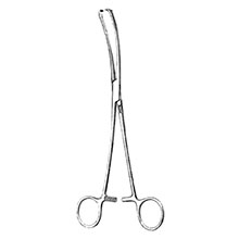 MILTEX KELLY Vulsellum Forceps, 9-1/4" (23.5 cm), curved sideways, 4 X 5 teeth, 7.7 mm wide. MFID: 30-998