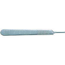 MILTEX no. 3 Scalpel Handle, 4-7/8" (125mm), Fits Blade Sizes 10, 11, 12, 12B, 15 & 15C, mm and cm Graduations, extra fine. MFID: 4-7