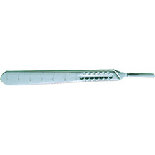 MILTEX no. 4 Scalpel Handle, 5-1/4" (135mm), Fits Blade Sizes 20, 21, 22, 23 & 25, mm and cm Graduations. MFID: 4-8