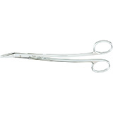 MILTEX DEAN Dissecting Scissors, 6-3/4" (170mm), Angled On Flat, One Serrated Blade. MFID: 5-264