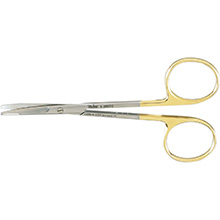 MILTEX KAYE Dissecting Scissors, 4-1/2" (114mm), tungsten carbide, curved, blunt points, one serrated blade. MFID: 5-269TC