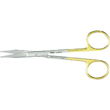 MILTEX GOLDMAN-FOX Wound Scissors 5" (128.5mm), Tungsten Carbide, curved tips, one serrated blade. MFID: 5-320TC