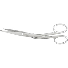 MILTEX KNOWLES Bandage Scissors, 5-5/8" (142mm), Shanks Angled On Side, One Serrated Blade. MFID: 5-561