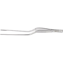 MILTEX CUSHING Dressing Forceps, 7-1/4" (183mm), Bayonet, Serrated, Scraper End. MFID: 6-190