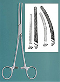 MILTEX ROCHESTER-OCHSNER Forceps, 10-1/4" (262mm), Curved, 1 x 2 Teeth . MFID: 7-167