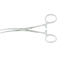 MILTEX BAINBRIDGE Forceps, 6" (15.2 cm), curved, longitudinal serrations, cross tip serrations. MFID: 7-232