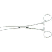 MILTEX BAINBRIDGE Forceps, 7-1/4" ( 18.4 cm), curved, longitudinal serrations, cross tip serrations. MFID: 7-236