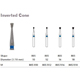 MILTEX Diamond Bur, Inverted Cone (805), Diameter= 16, Medium Grit, Blue Band. MFID: 805/016