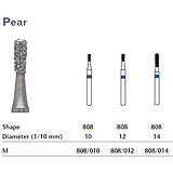 MILTEX Diamond Bur, Pear (808), Diameter= 12, Medium Grit, Blue Band. MFID: 808/012