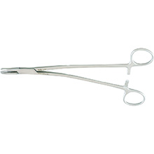 MILTEX STRATTE Needle Holder, 9" (22.9cm), double curved jaws, bent shank. MFID: 8-102