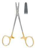 MILTEX OLSEN-HEGAR Needle Holder with Suture Scissors, 4-3/4" (121mm), Tungsten Carbide, serrated jaws, extra delicate. MFID: 8-14TC