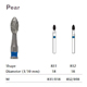 MILTEX Diamond Bur, Pear (831), Diameter= 18, Medium Grit, Blue Band. MFID: 831/018