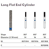 MILTEX Diamond Bur, Long Flat End Cylinder (837), Diameter= 14, Medium Grit, Blue Band. MFID: 837/014