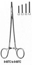 MILTEX RYDER-Type Intracardiac Needle Holder, 6-1/4" (156mm), serrated jaws, 4000 teeth per square inch, tungsten carbide. MFID: 8-66TC