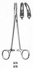 MILTEX METZENBAUM Needle Holder, 7-1/4" (18.4 cm), curved, fenestrated jaws. MFID: 8-76
