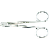 MILTEX Wire Cutting Scissors, 4-3/4" (119mm), straight, one serrated blade. MFID: 9-120