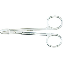 MILTEX Wire Cutting Scissors, 4-3/4" (119mm), curved, one serrated blade. MFID: 9-122