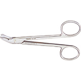 MILTEX Wire Cutting Scissors, 4-3/4" (122mm), angled to side, one serrated blade. MFID: 9-124