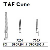 MILTEX Trimming & Finishing Bur, Cone, 7204, Friction Grip, 19 mm long. MFID: DFG7204-5