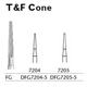 MILTEX Trimming & Finishing Bur, Cone, 7205, Friction Grip, 19 mm long. MFID: DFG7205-5