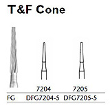 MILTEX Trimming & Finishing Bur, Cone, 7205, Friction Grip, 19 mm long. MFID: DFG7205-5