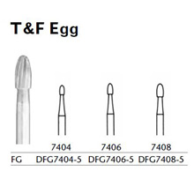 MILTEX Trimming & Finishing Bur, Egg, 7408, Friction Grip, 19 mm long. MFID: DFG7408-5