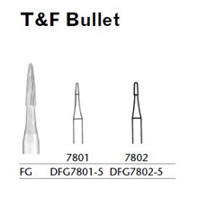 MILTEX Trimming & Finishing Bur, Bullet, 7802, Friction Grip, 19 mm long. MFID: DFG7802-5