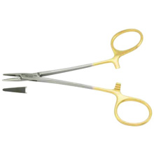 PADGETT Neivert Needle Holder, Tungsten Carbide, Serrated Jaws, One Angled & Offset Ring, Length= 5" (127 mm). MFID: PM-2420