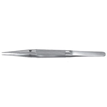 PADGETT Micro Suture Forceps, Straight with Tying Platform, 0.3 mm Wide, Length= 4-3/4" (121 mm). MFID: PM-4859
