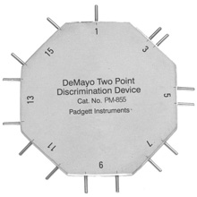 PADGETT DeMayo Two-Point Discrimination Device, Used for Post hand surgery diagnostic. MFID: PM-855