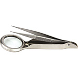 MILTEX VANTAGE Splinter Forceps, 3" (7.6 cm) with magnifier, in black plastic case. MFID: V96-329