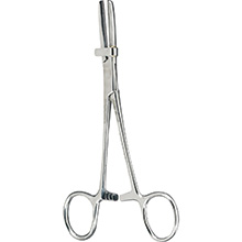 MILTEX VANTAGE US Pattern Tube Occluding Forceps, 6" (151mm), straight with guard, serrated jaws. MFID: V97-585