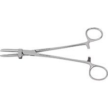 MILTEX VANTAGE US Pattern Tube Occluding Forceps, 7-1/2" (187mm), straight with guard, serrated jaws. MFID: V97-591