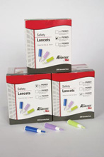 Pro Advantage Pressure Activated Safety Lancet, 25G, Low Flow, 1.5mm Depth, Purple. MFID: P929025