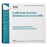 PDI CASTILE Soap Towelette, 2% Coconut Oil, 1/pk, 100 pk/bx, 10 bx/cs. MFID: D41900