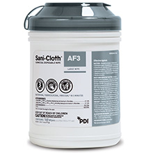 PDI SANI-CLOTH AF3 Germicidal Disposable Wipes, Large, 6" x 6-3/4", 160/canister, 12 can/cs. MFID: P13872