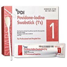 PDI PVP Iodine Prep Swabstick, 1s, 4", 1/pk, 50 pk/bx, 10 bx/cs. MFID: S41350