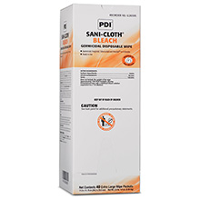 PDI SANI-CLOTH Bleach Germicidal Disposable Wipes, X-Large, 11-1/2" x 11-3/4", 40 Individual Packs/bx, 3 bx/cs. MFID: U26595