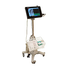 Schiller Sunken Base Rolling Stand with Basket and Rubber Case Adapter for Cardiovit FT-1 ECG. MFID: RS010-SBRS